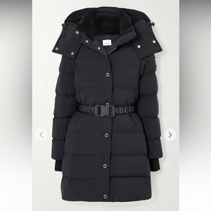 BURBERRY Belted Hooded quilted shell down coat